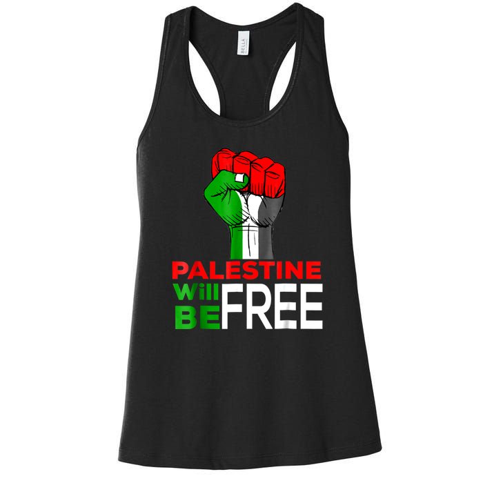 Free Palestine Gaza Palestinian Flag Women's Racerback Tank