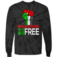 Free Palestine Gaza Palestinian Flag Tie-Dye Long Sleeve Shirt