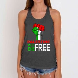 Free Palestine Gaza Palestinian Flag Women's Knotted Racerback Tank