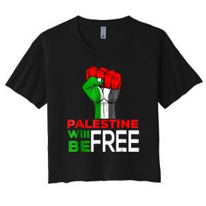 Free Palestine Gaza Palestinian Flag Women's Crop Top Tee