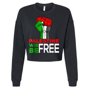 Free Palestine Gaza Palestinian Flag Cropped Pullover Crew