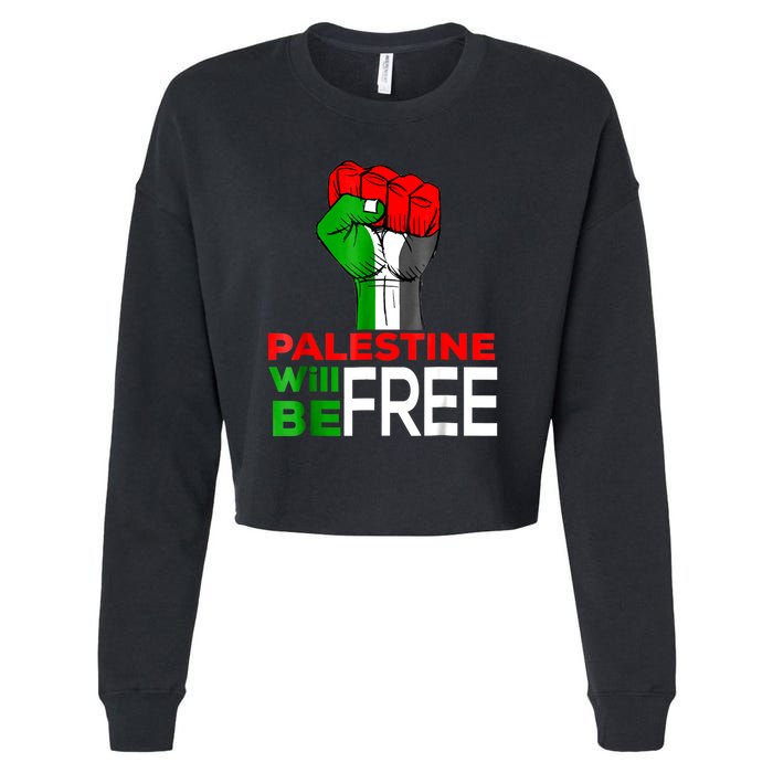 Free Palestine Gaza Palestinian Flag Cropped Pullover Crew