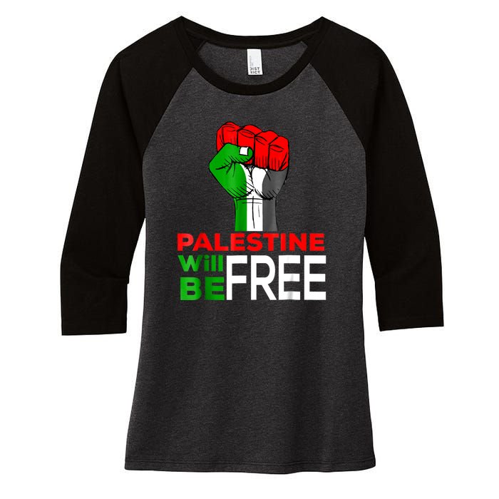 Free Palestine Gaza Palestinian Flag Women's Tri-Blend 3/4-Sleeve Raglan Shirt