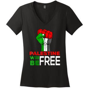 Free Palestine Gaza Palestinian Flag Women's V-Neck T-Shirt