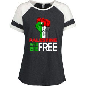 Free Palestine Gaza Palestinian Flag Enza Ladies Jersey Colorblock Tee