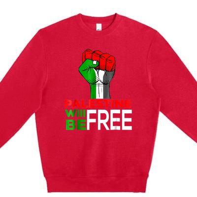 Free Palestine Gaza Palestinian Flag Premium Crewneck Sweatshirt