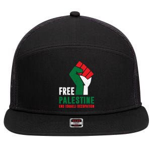 Free Palestine Gaza Freedom End Israeli Occupation 7 Panel Mesh Trucker Snapback Hat