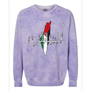 Free Palestine Gaza Flag Arabic Jerusalemoodie Colorblast Crewneck Sweatshirt