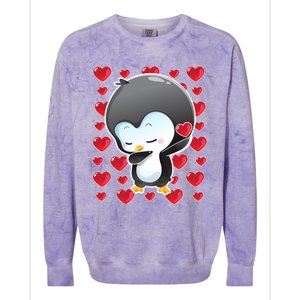 Funny Penguin Gift Valentines Day Funny Gift Cute Gift Colorblast Crewneck Sweatshirt