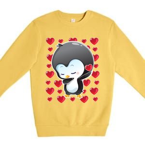 Funny Penguin Gift Valentines Day Funny Gift Cute Gift Premium Crewneck Sweatshirt