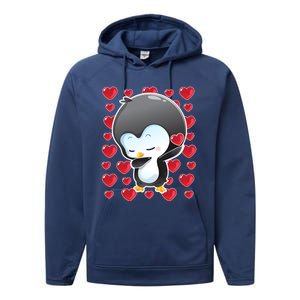 Funny Penguin Gift Valentines Day Funny Gift Cute Gift Performance Fleece Hoodie