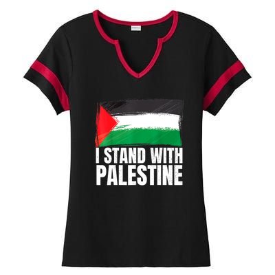 Free Palestine Gaza Palestinian Flag Ladies Halftime Notch Neck Tee