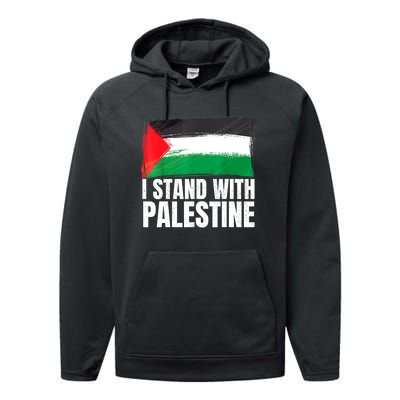 Free Palestine Gaza Palestinian Flag Performance Fleece Hoodie