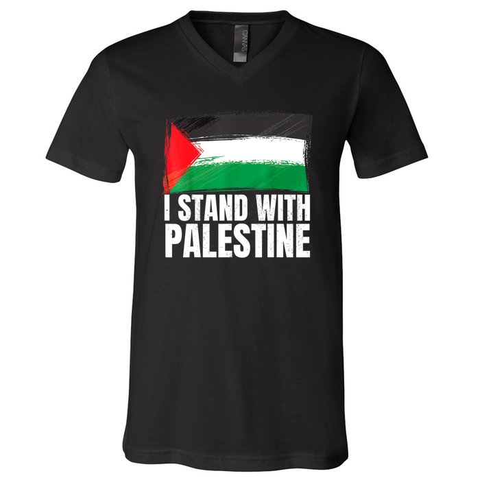 Free Palestine Gaza Palestinian Flag V-Neck T-Shirt