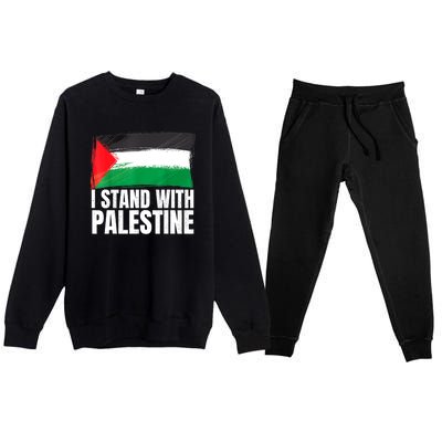 Free Palestine Gaza Palestinian Flag Premium Crewneck Sweatsuit Set