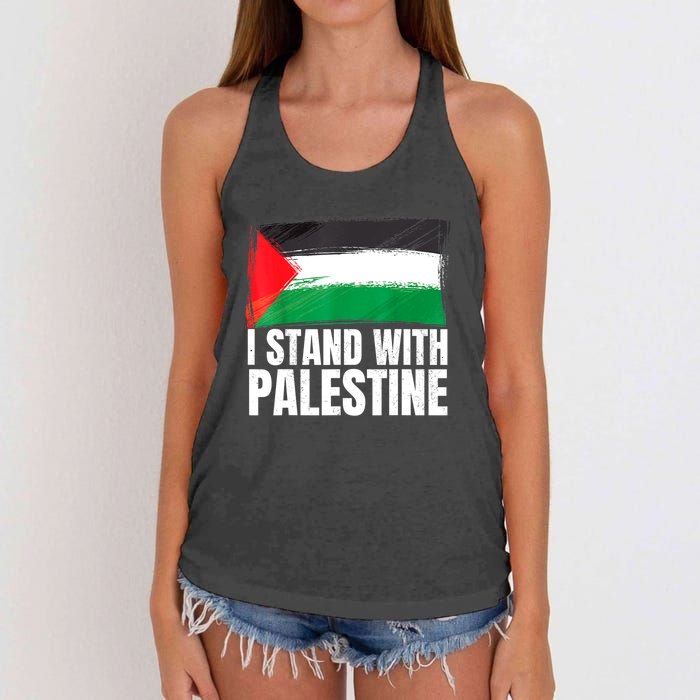 Free Palestine Gaza Palestinian Flag Women's Knotted Racerback Tank