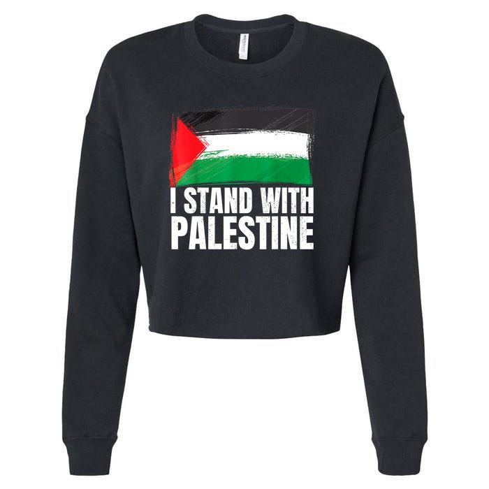 Free Palestine Gaza Palestinian Flag Cropped Pullover Crew