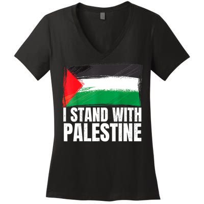 Free Palestine Gaza Palestinian Flag Women's V-Neck T-Shirt