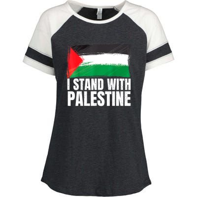 Free Palestine Gaza Palestinian Flag Enza Ladies Jersey Colorblock Tee