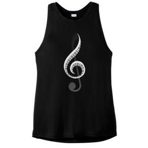 Funny Piano Gift For  Cool Treble Clef Musical Note Ladies PosiCharge Tri-Blend Wicking Tank