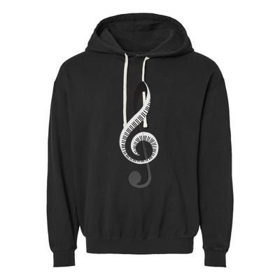 Funny Piano Gift For  Cool Treble Clef Musical Note Garment-Dyed Fleece Hoodie