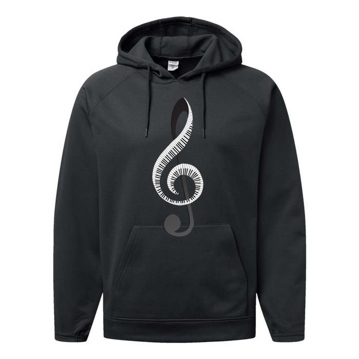 Funny Piano Gift For  Cool Treble Clef Musical Note Performance Fleece Hoodie