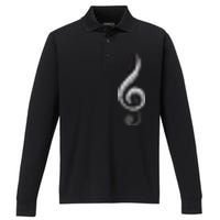 Funny Piano Gift For  Cool Treble Clef Musical Note Performance Long Sleeve Polo