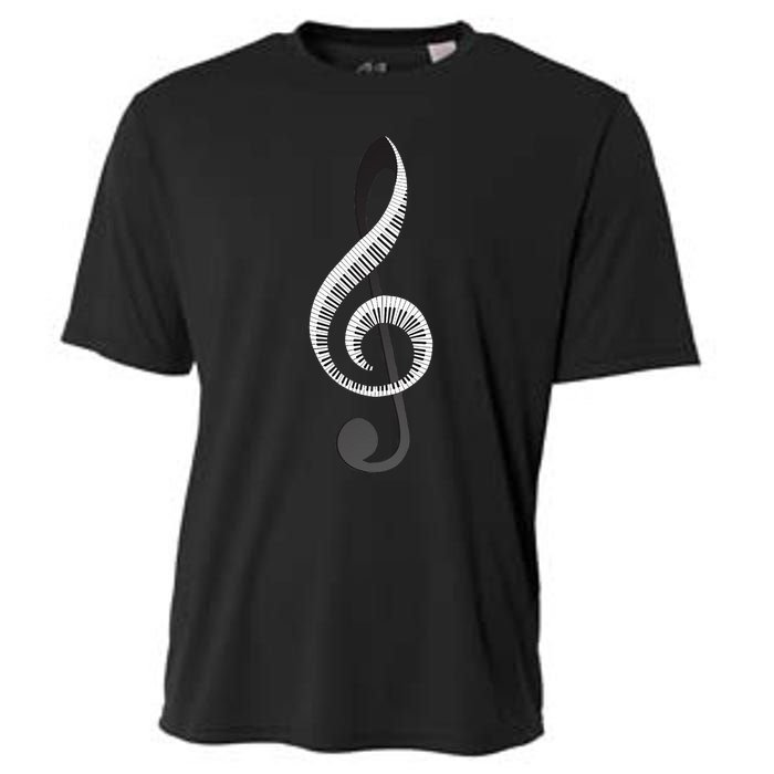 Funny Piano Gift For  Cool Treble Clef Musical Note Cooling Performance Crew T-Shirt