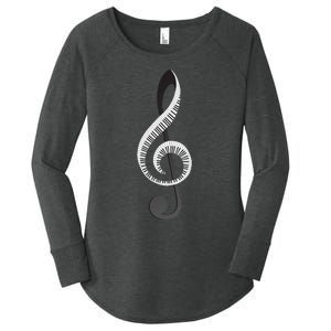 Funny Piano Gift For  Cool Treble Clef Musical Note Women's Perfect Tri Tunic Long Sleeve Shirt