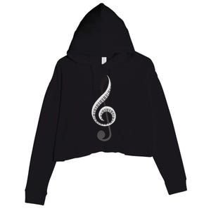 Funny Piano Gift For  Cool Treble Clef Musical Note Crop Fleece Hoodie