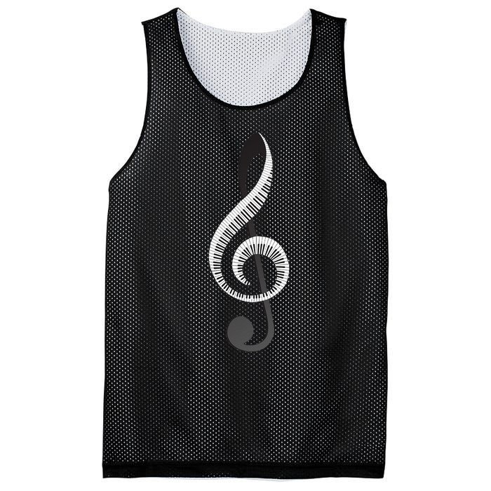 Funny Piano Gift For  Cool Treble Clef Musical Note Mesh Reversible Basketball Jersey Tank