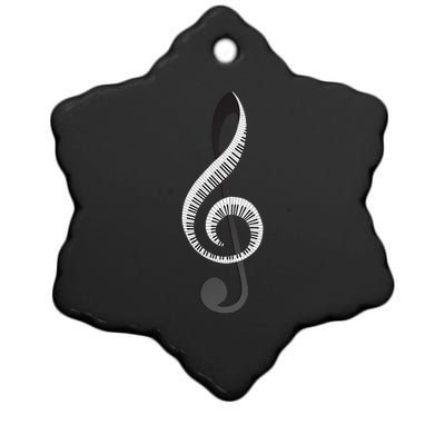 Funny Piano Gift For  Cool Treble Clef Musical Note Ceramic Star Ornament