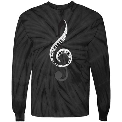 Funny Piano Gift For  Cool Treble Clef Musical Note Tie-Dye Long Sleeve Shirt