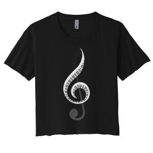 Funny Piano Gift For  Cool Treble Clef Musical Note Women's Crop Top Tee