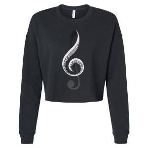 Funny Piano Gift For  Cool Treble Clef Musical Note Cropped Pullover Crew