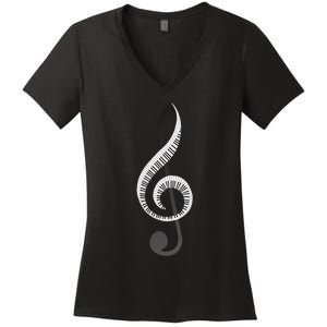 Funny Piano Gift For  Cool Treble Clef Musical Note Women's V-Neck T-Shirt