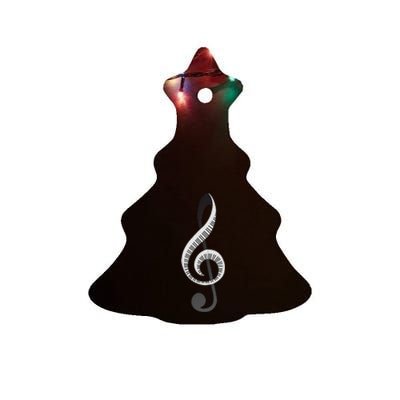 Funny Piano Gift For  Cool Treble Clef Musical Note Ceramic Tree Ornament