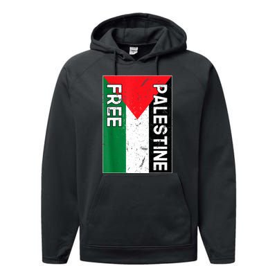 Free Palestine Gaza Palestinian Flag Performance Fleece Hoodie