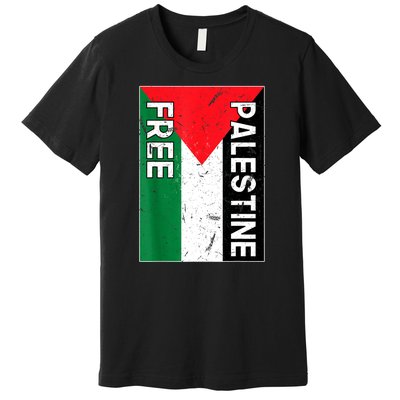 Free Palestine Gaza Palestinian Flag Premium T-Shirt