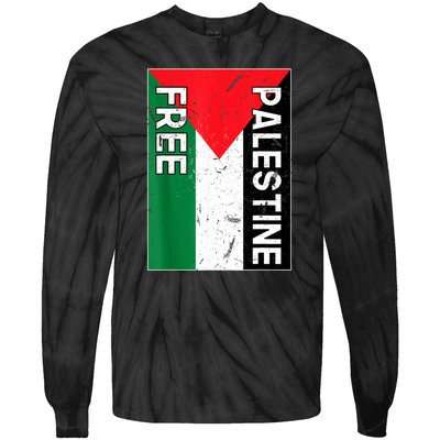 Free Palestine Gaza Palestinian Flag Tie-Dye Long Sleeve Shirt