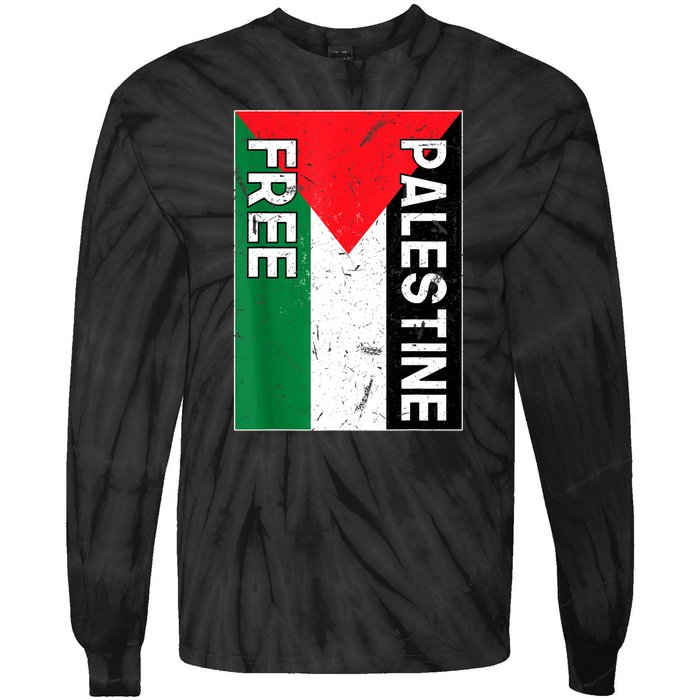 Free Palestine Gaza Palestinian Flag Tie-Dye Long Sleeve Shirt