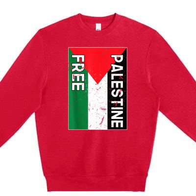 Free Palestine Gaza Palestinian Flag Premium Crewneck Sweatshirt