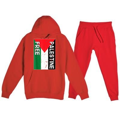 Free Palestine Gaza Palestinian Flag Premium Hooded Sweatsuit Set