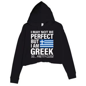 Funny Perfect Greek Flag I Love Greece Crop Fleece Hoodie