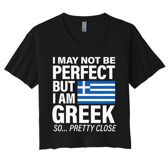 Funny Perfect Greek Flag I Love Greece Women's Crop Top Tee