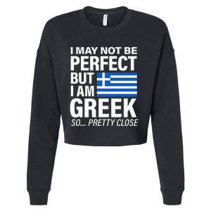 Funny Perfect Greek Flag I Love Greece Cropped Pullover Crew