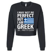 Funny Perfect Greek Flag I Love Greece Cropped Pullover Crew