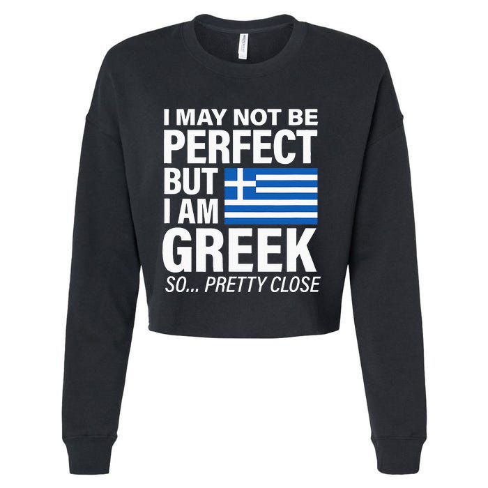 Funny Perfect Greek Flag I Love Greece Cropped Pullover Crew