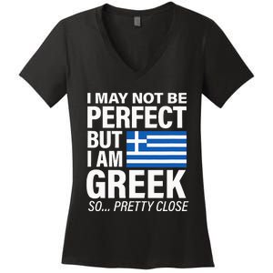 Funny Perfect Greek Flag I Love Greece Women's V-Neck T-Shirt