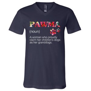 Floral Pawma Grandogs Grandma Dog Mothers Day Funny V-Neck T-Shirt